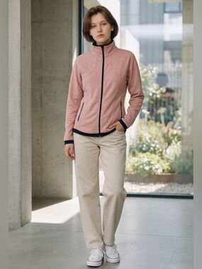 Aspire Pink Full Zip Athletic Jacket Fleece Lined Stretch Large